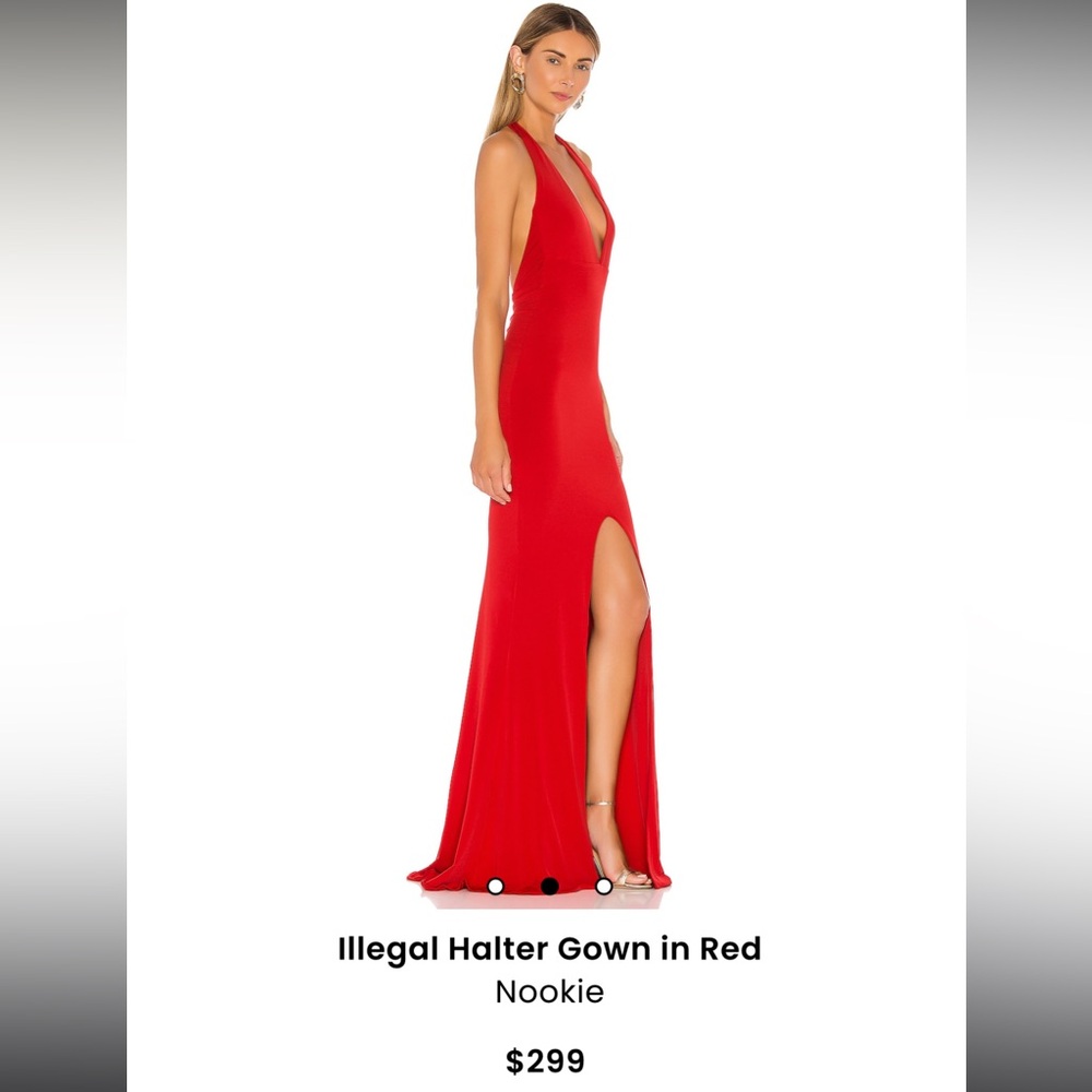 NOOKIE- illegal halter gown. Red. Size Small. NEVER WORN WITH TAGS